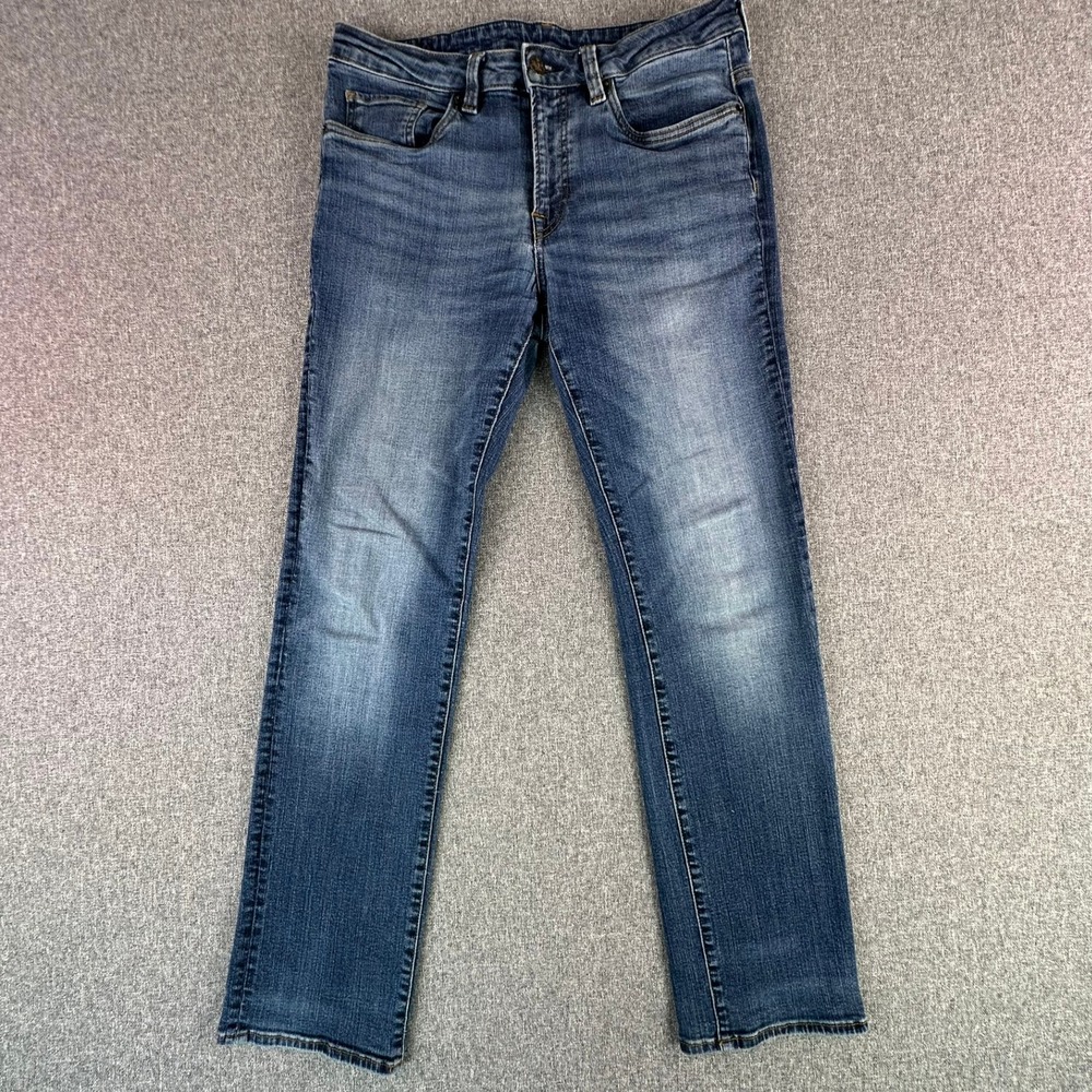 Buffalo David Bitton Jeans Mens 32 Straight Six Blue Whiskered Authentic Denim